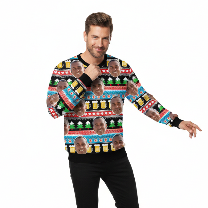 Your Face Beer Personalized Christmas Sweater