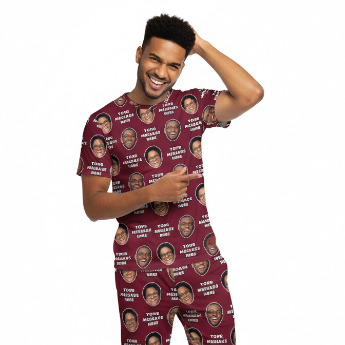 Your Face & Message Men's Custom PJs - Pants Set