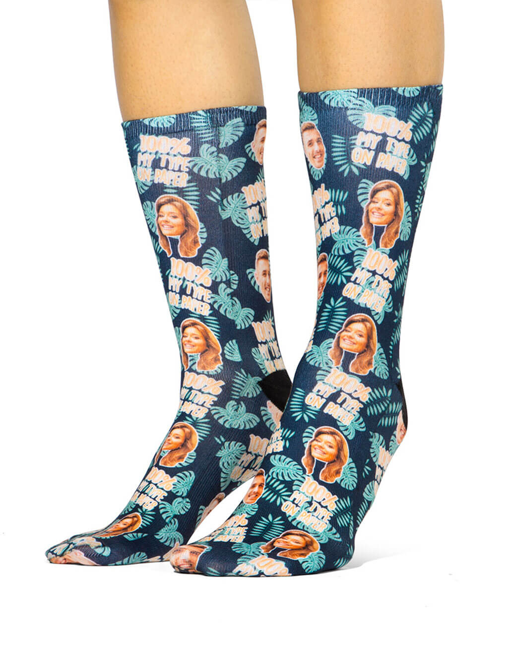 100% My Type on Paper Face Custom Socks