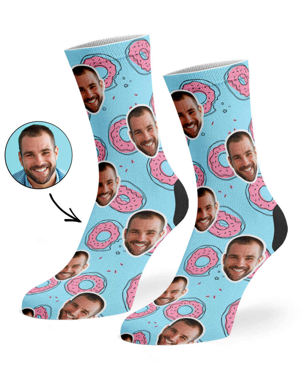 Donut Doodle Pink Custom Socks