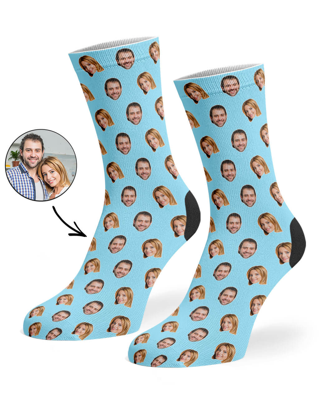 Couples Face Pattern Custom Socks