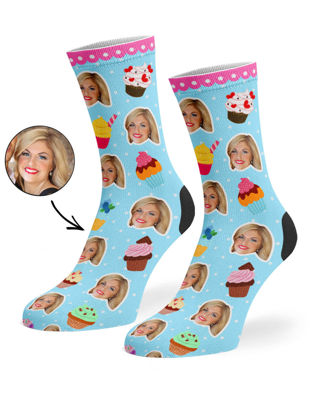 Cupcake Face Custom Socks