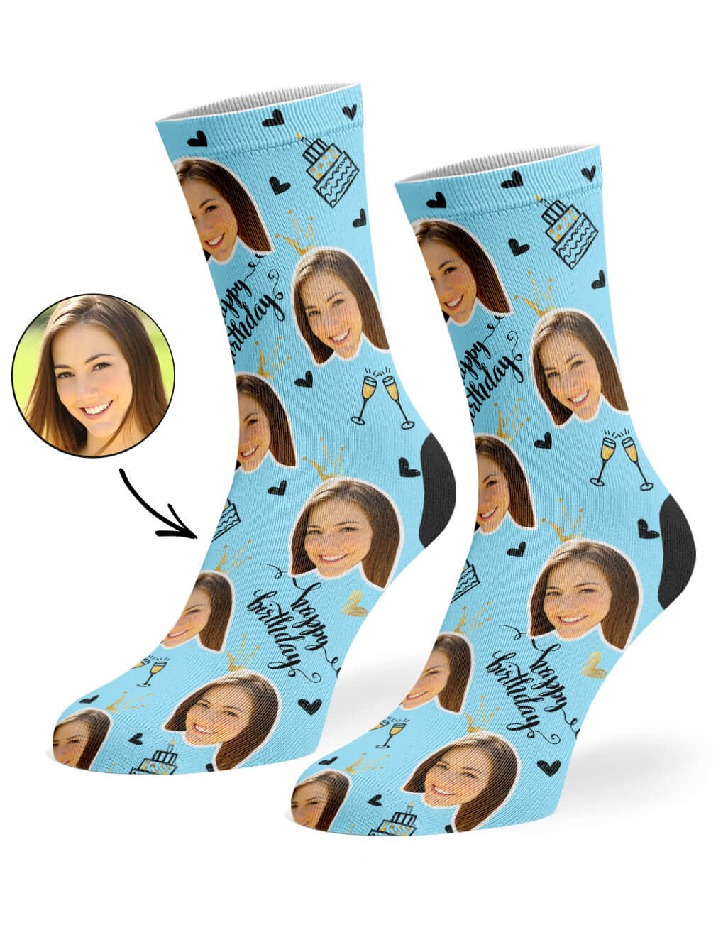 Happy Birthday Champagne Custom Socks