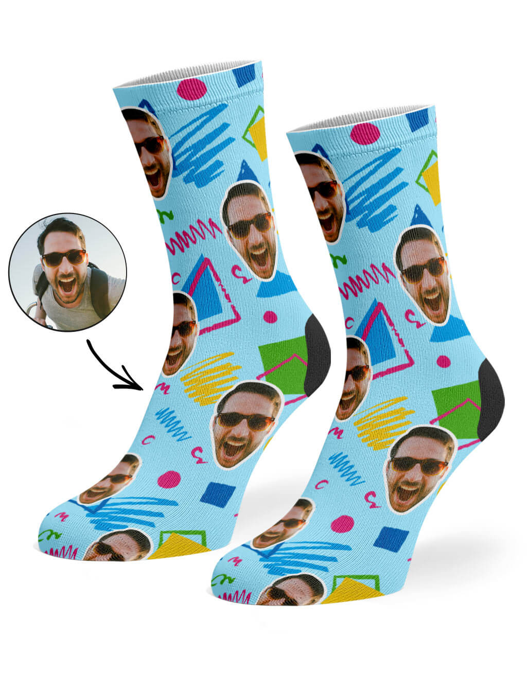 Retro Doodle Face Custom Socks