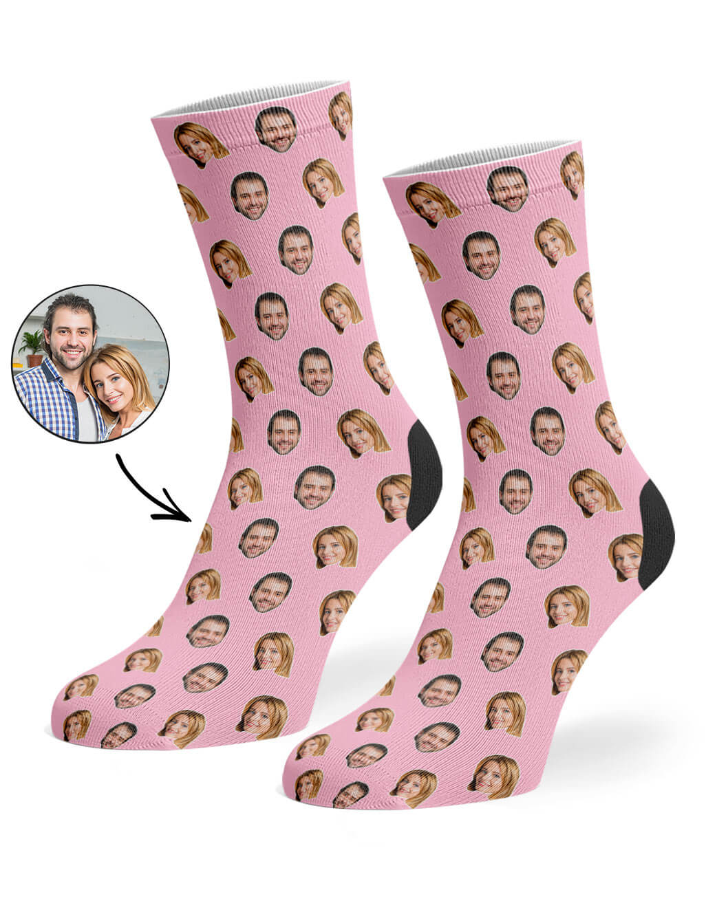 Couples Face Pattern Custom Socks