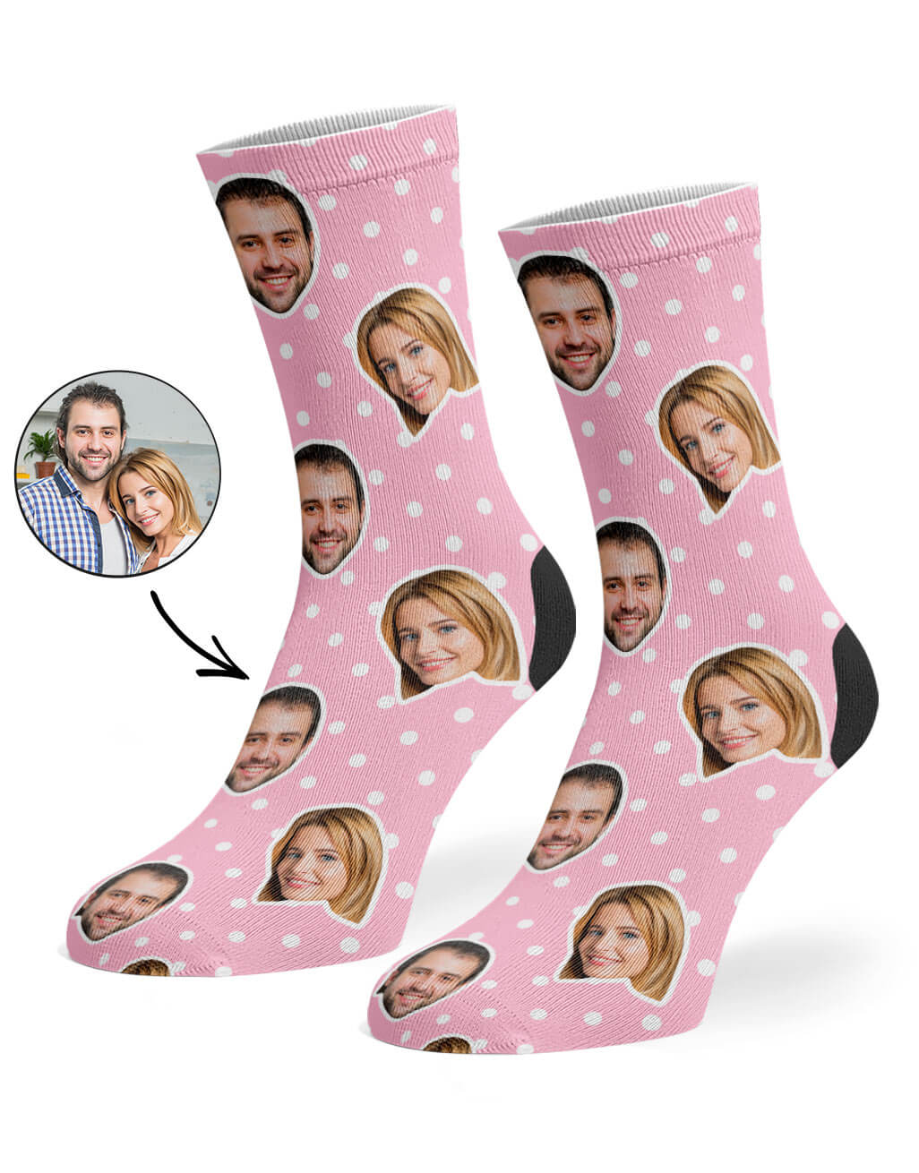 Couples Polka Face Custom Socks