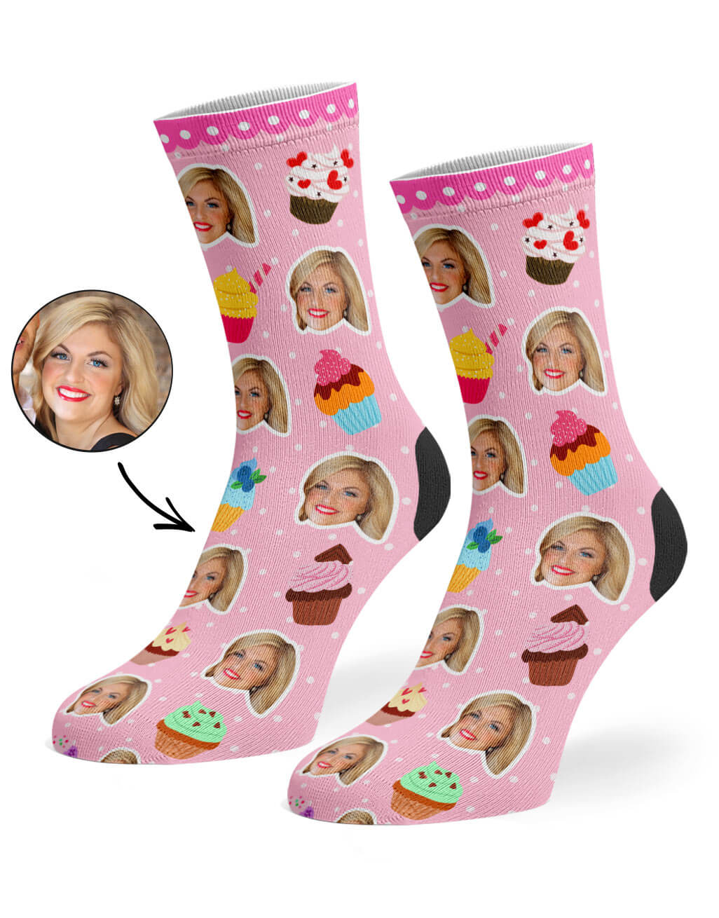 Cupcake Face Custom Socks