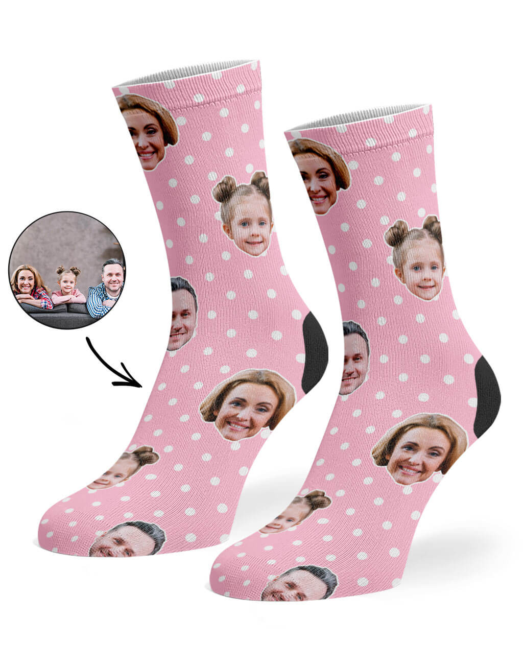 Family Polka Face Custom Socks