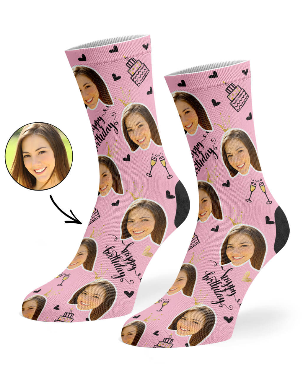 Happy Birthday Champagne Custom Socks