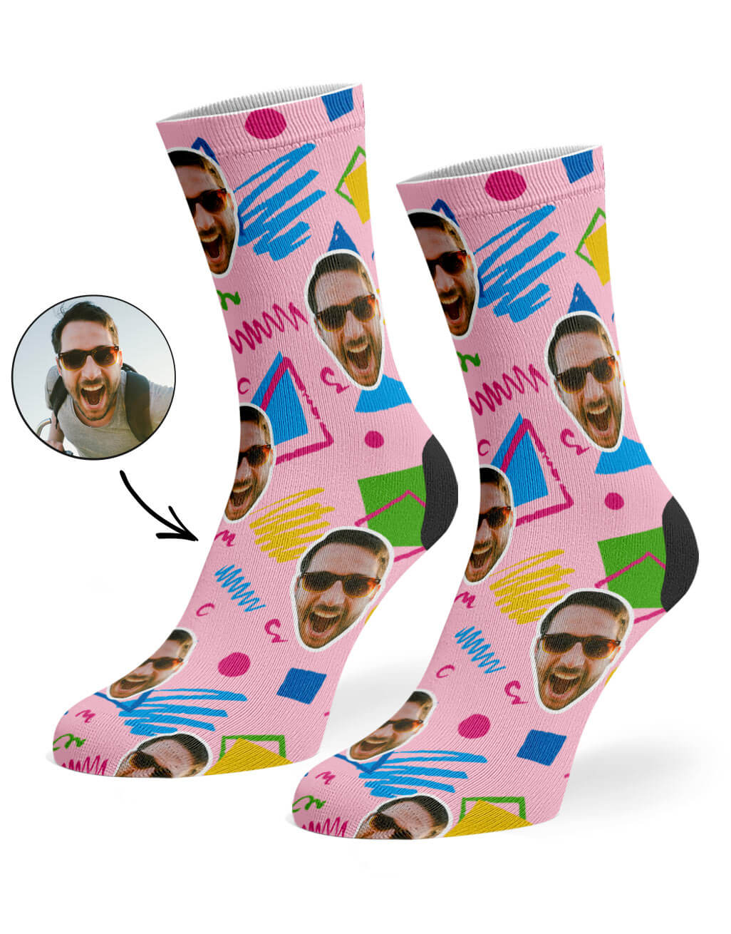 Retro Doodle Face Custom Socks
