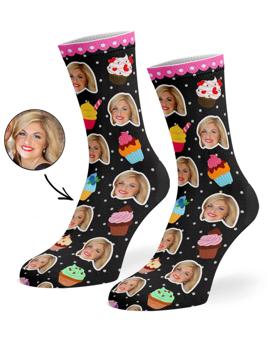 Cupcake Face Custom Socks