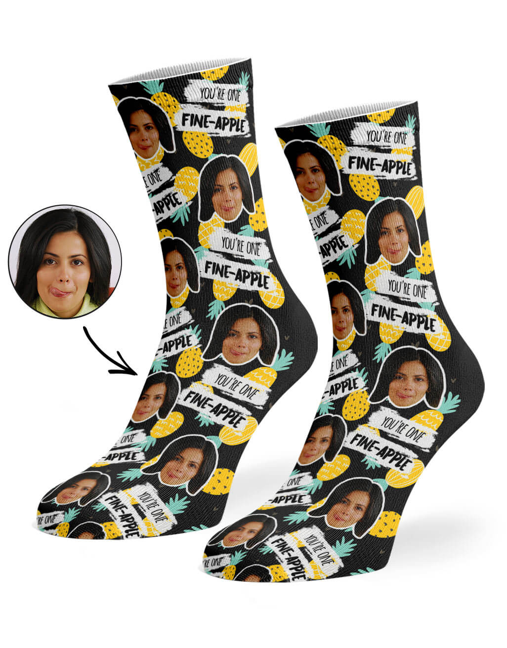 Fine-Apple Face Custom Socks