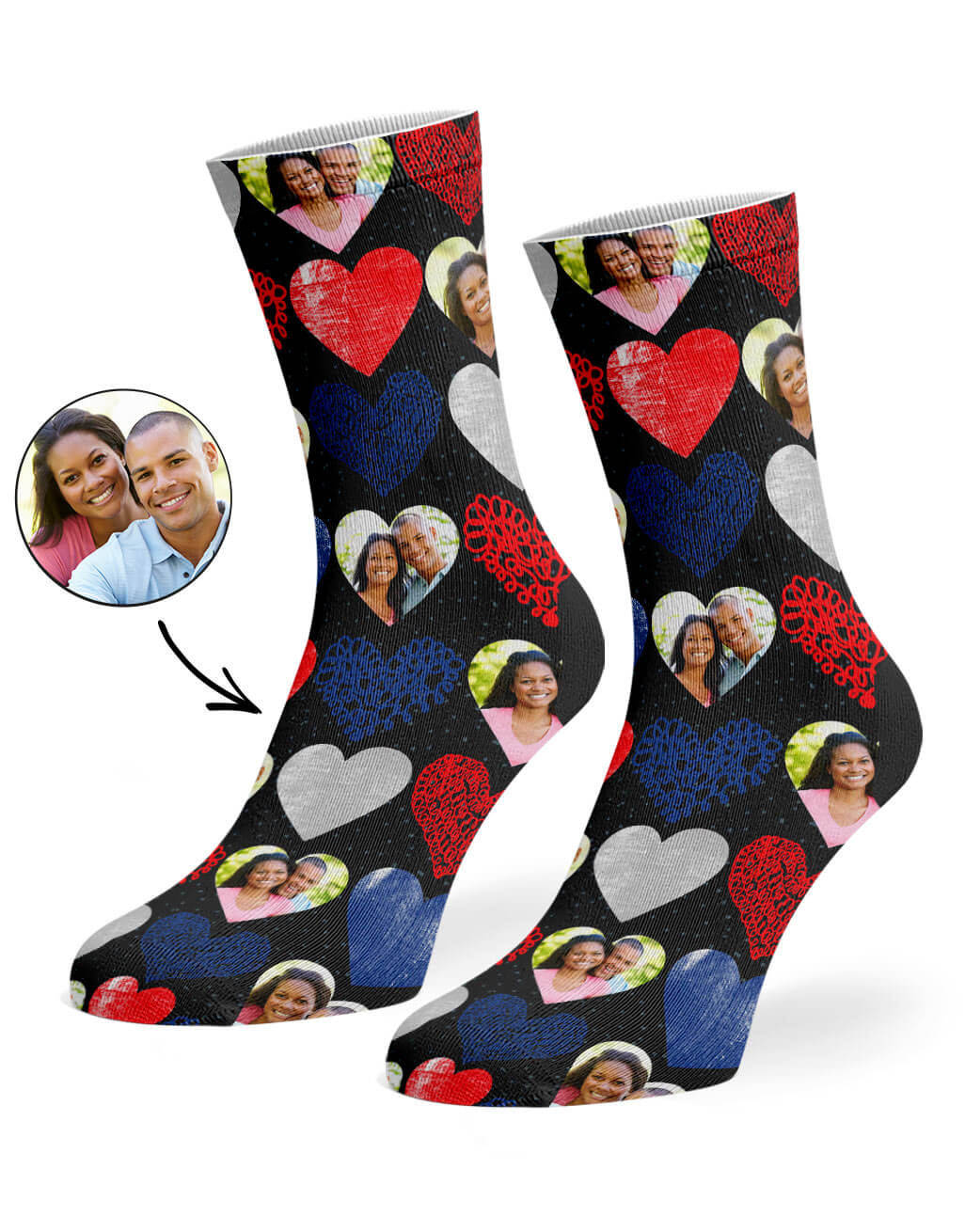 Hearts Collage Custom Socks