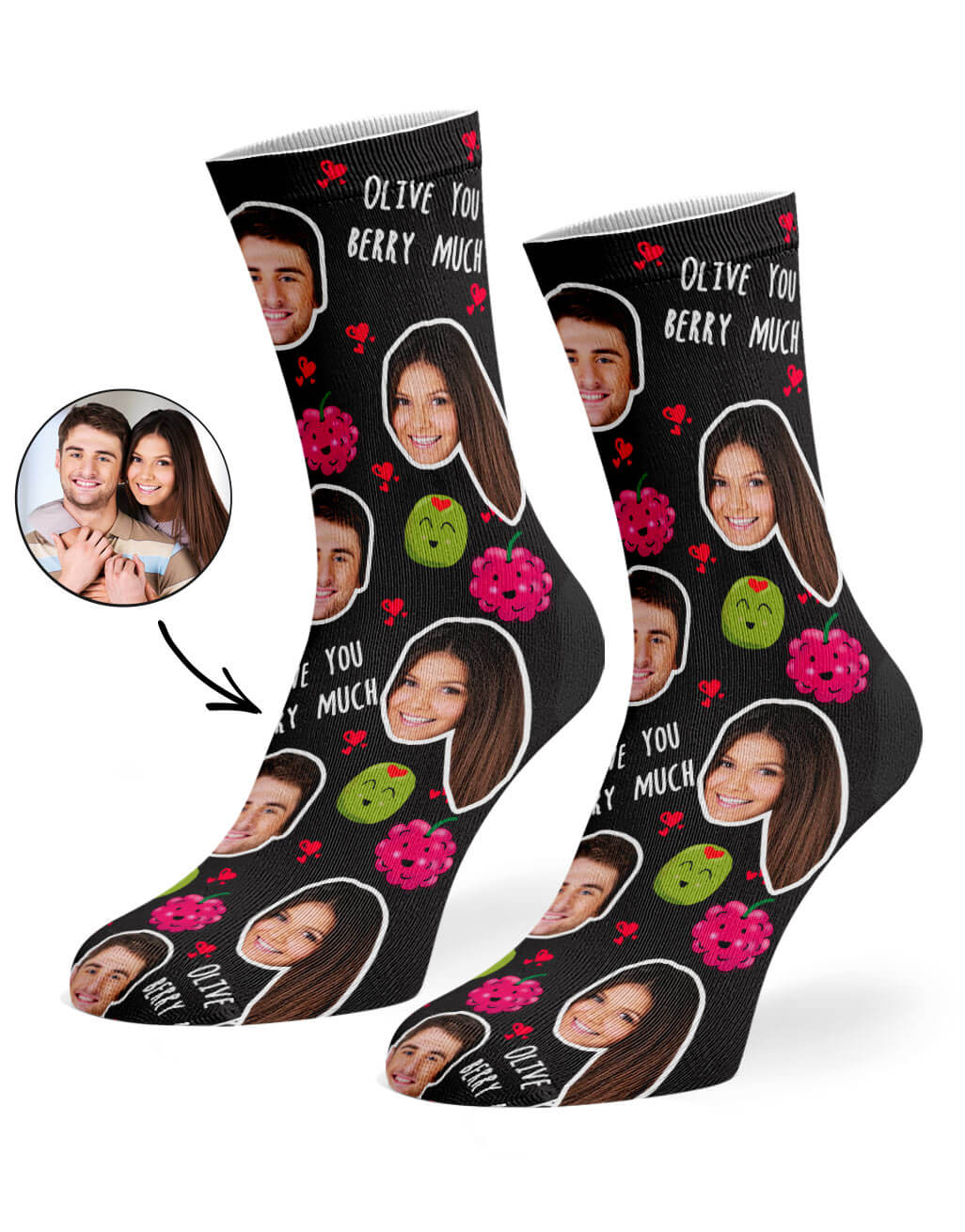 Olive You Berry Much Custom Socks