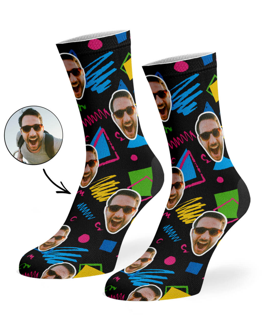 Retro Doodle Face Custom Socks