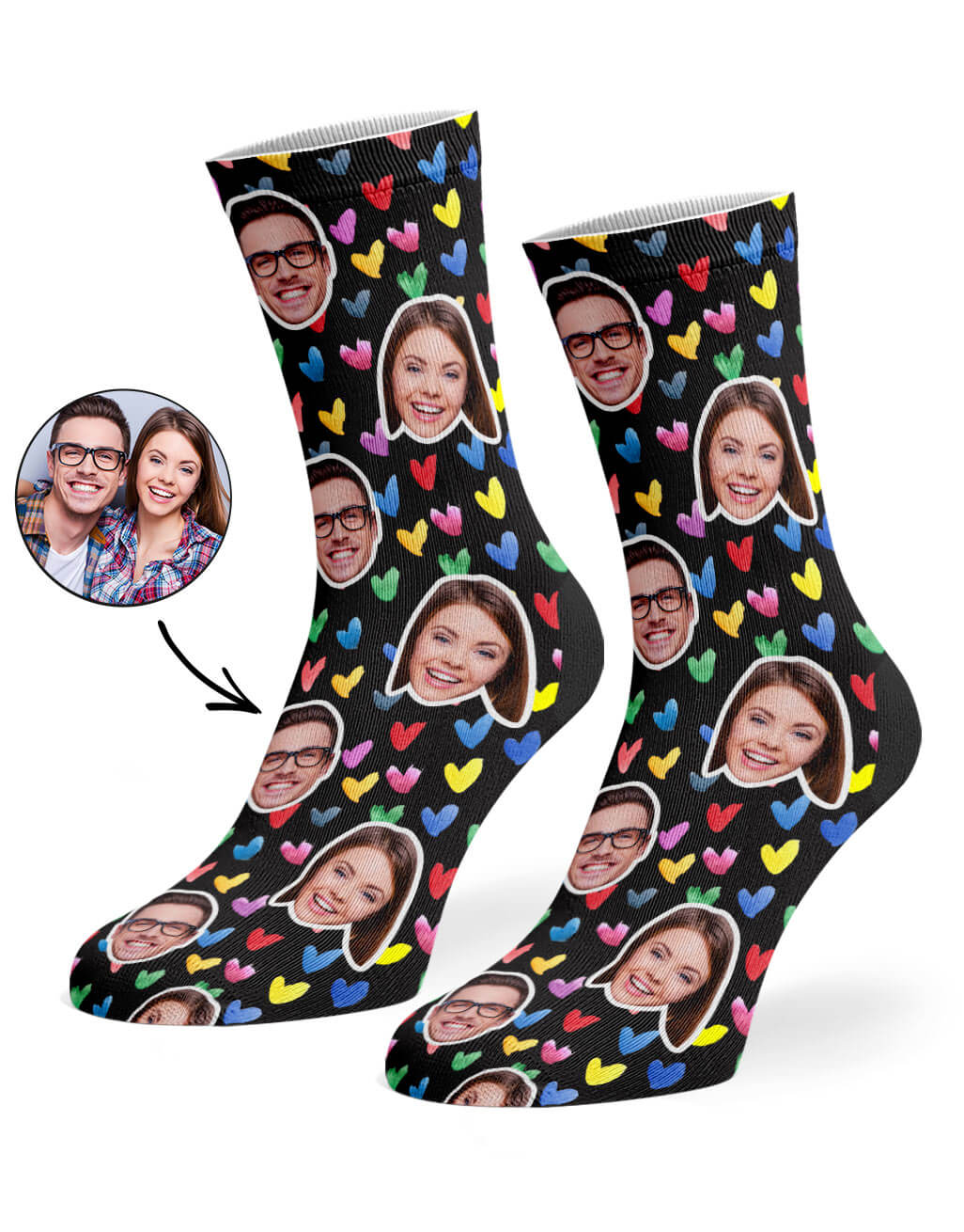 Watercolor Hearts Custom Socks