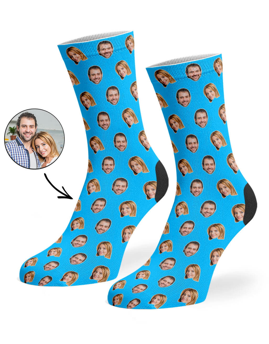 Couples Face Pattern Custom Socks