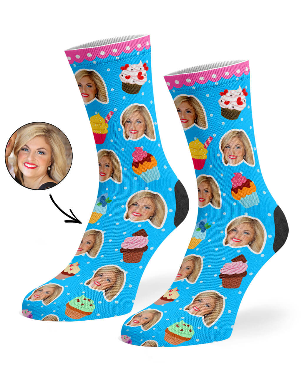 Cupcake Face Custom Socks