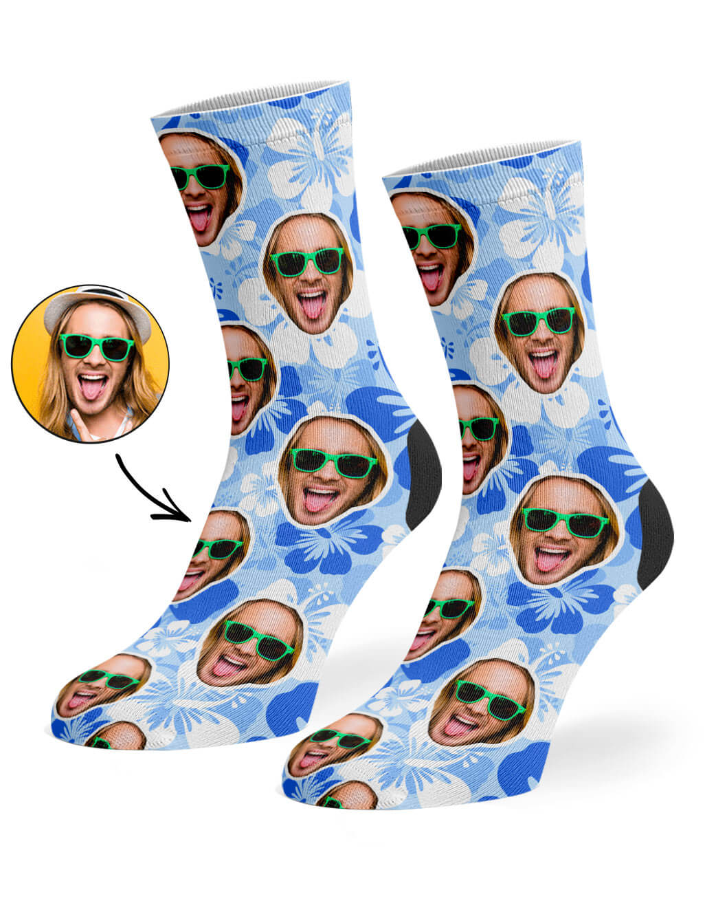 Hawaiian Face Custom Socks Blue