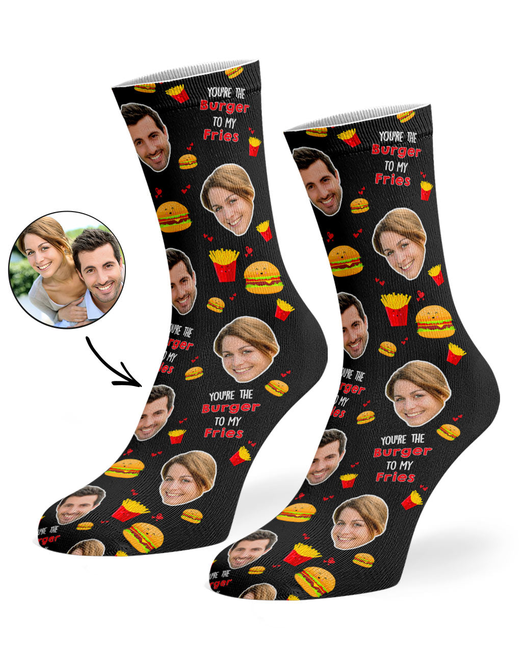 Burger To My Fries Custom Socks