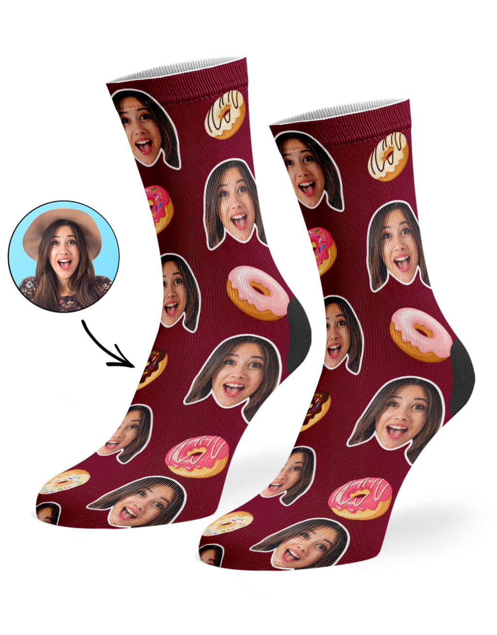 Donut Face Custom Socks