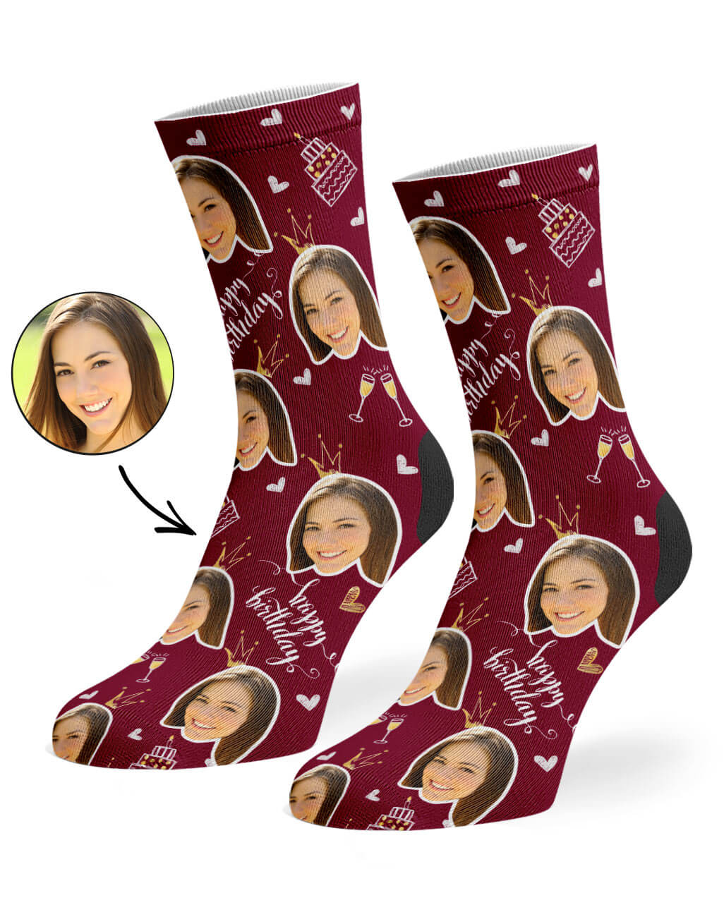 Happy Birthday Champagne Custom Socks