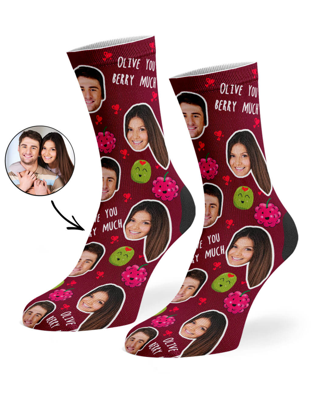 Olive You Berry Much Custom Socks