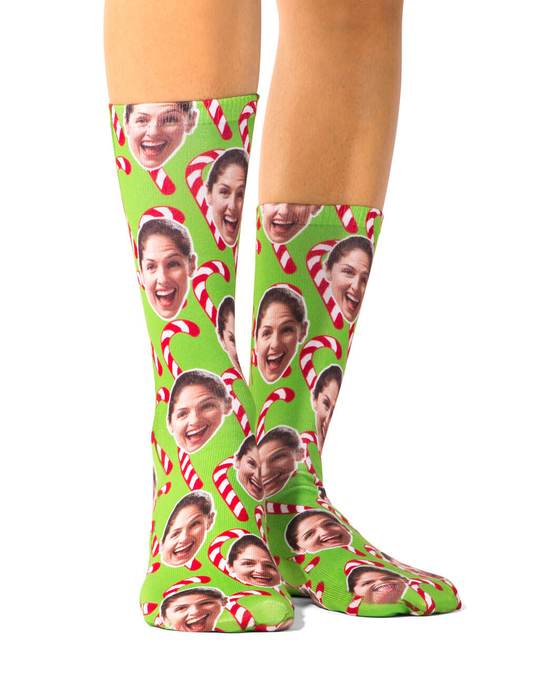 Christmas Candy Cane Custom Socks