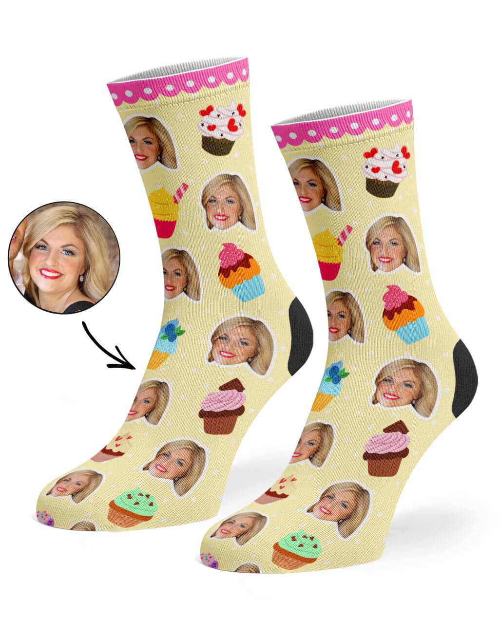 Cupcake Face Custom Socks