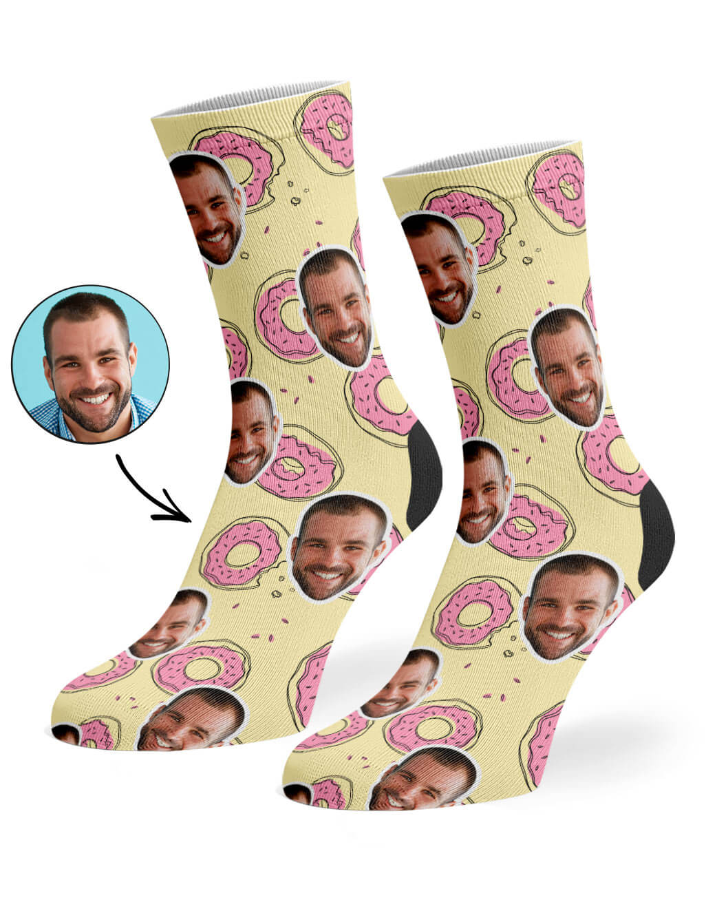 Donut Doodle Pink Custom Socks