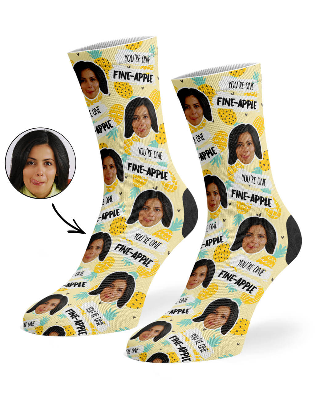 Fine-Apple Face Custom Socks