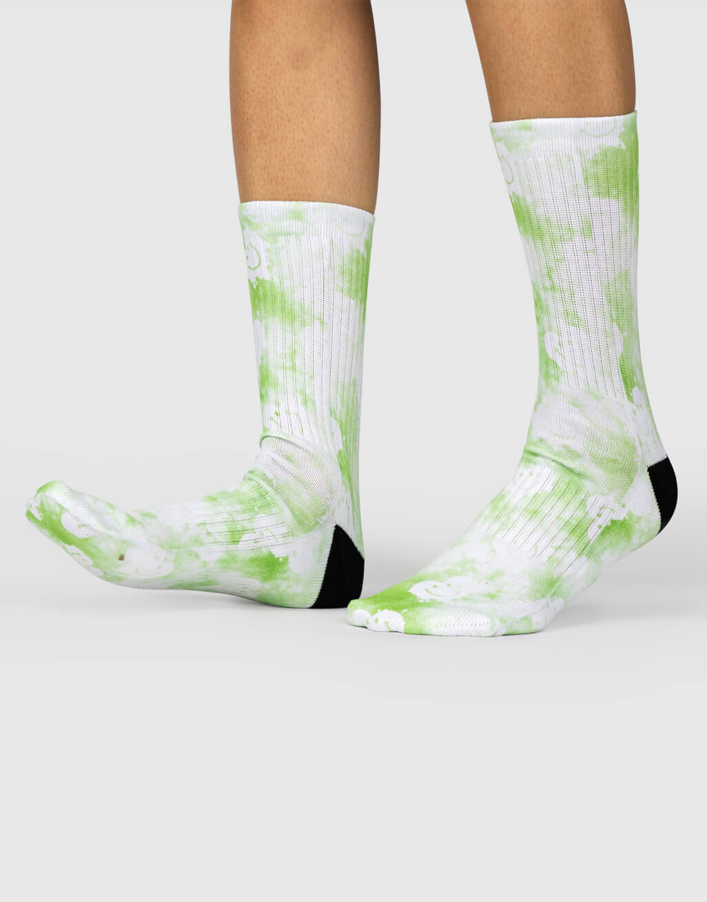 Green Smiley Tie Dye Socks