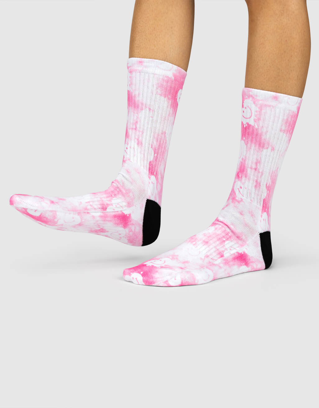 Pink Smiley Tie Dye Socks