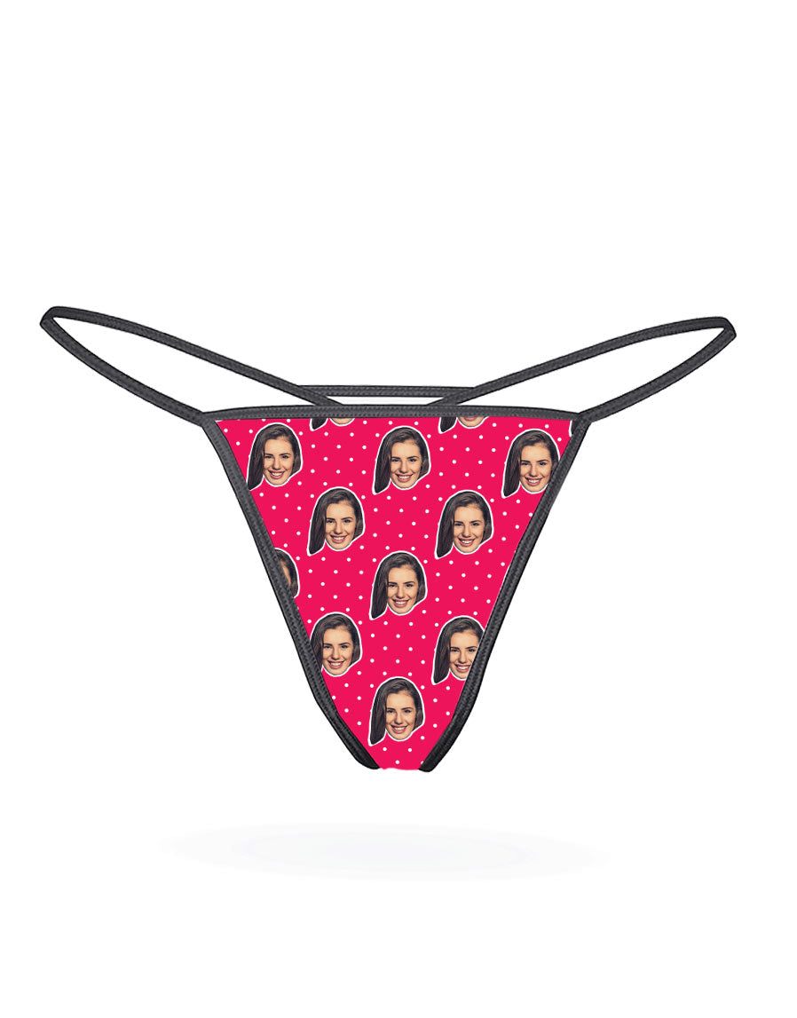 Polka Girl Face Custom Thong