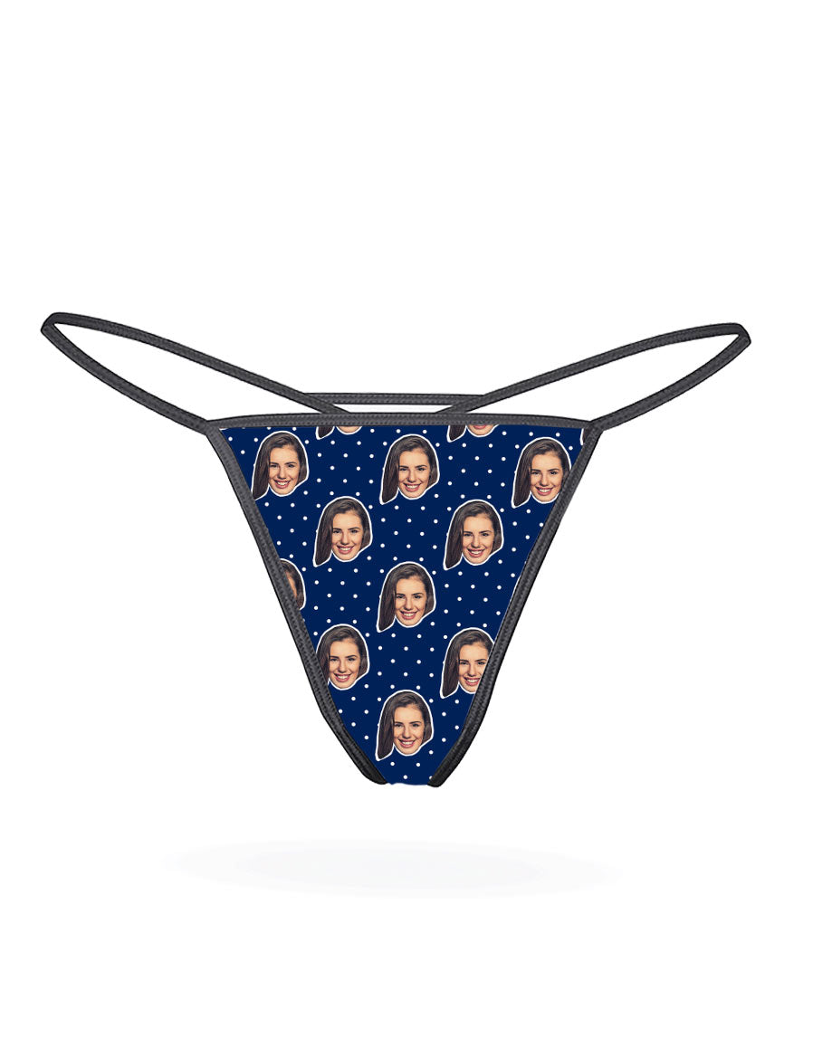 Polka Girl Face Custom Thong