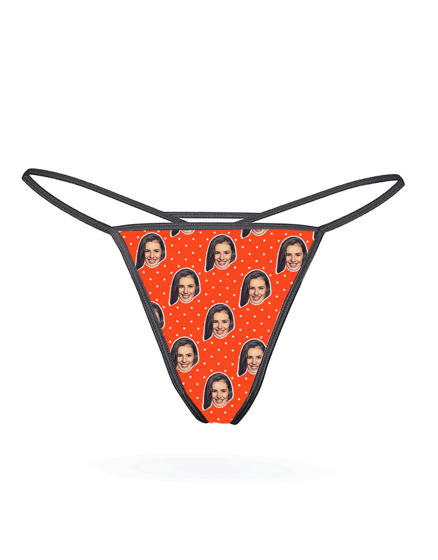 Polka Girl Face Custom Thong