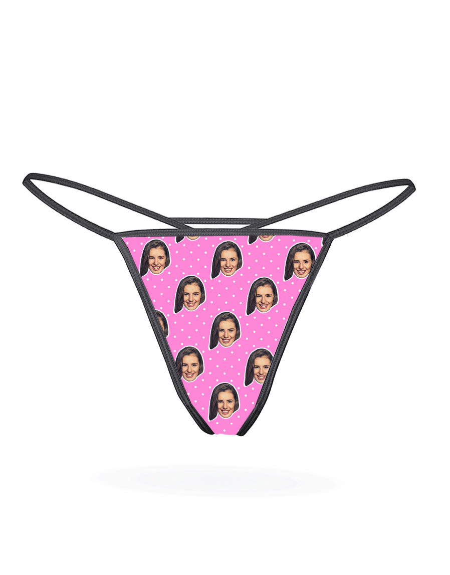 Polka Girl Face Custom Thong