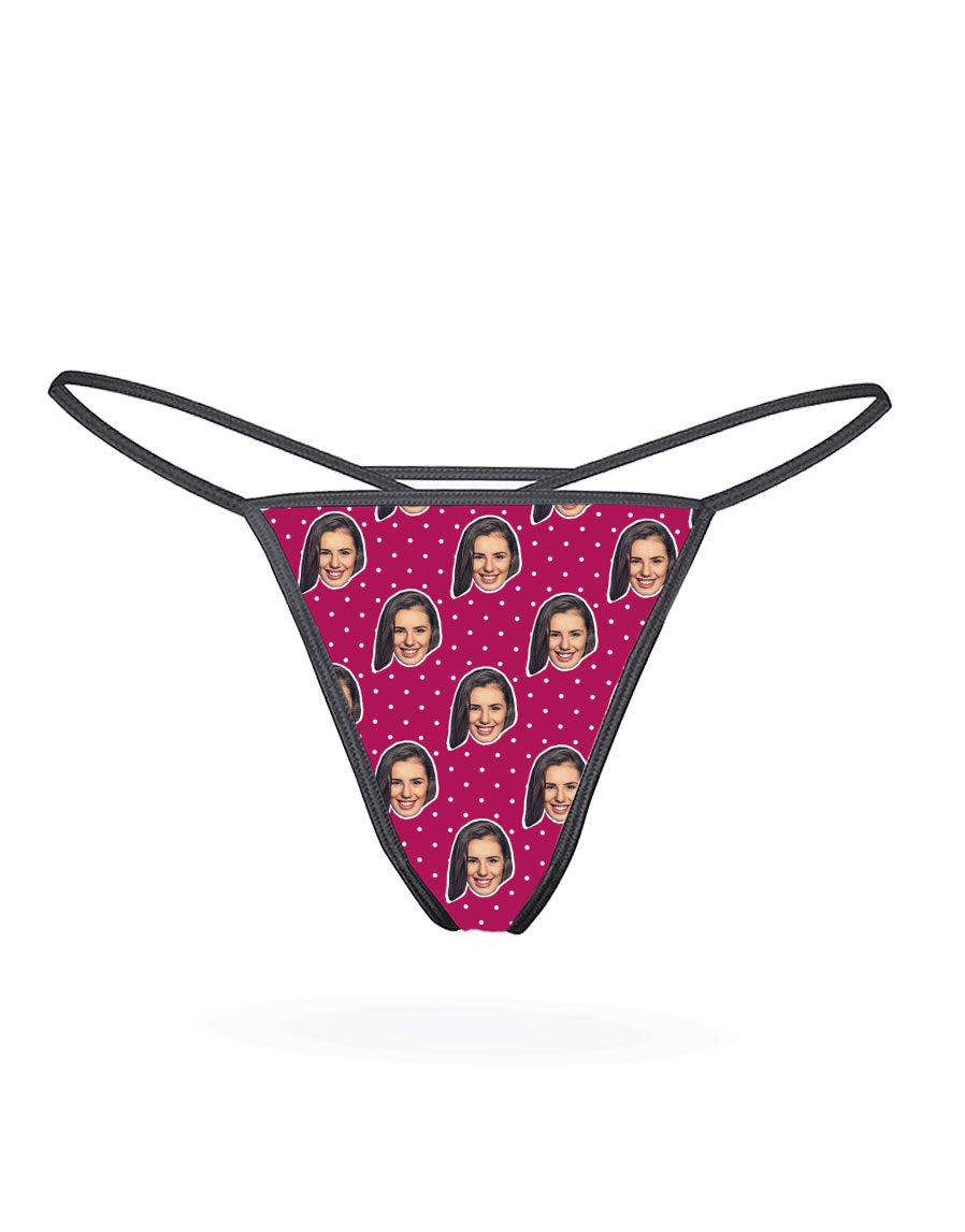 Polka Girl Face Custom Thong