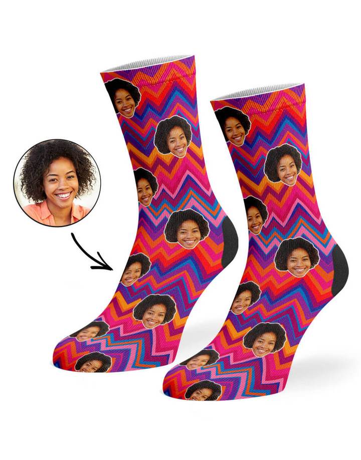 Colorful Zig Zag Custom Socks