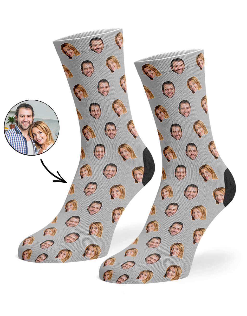 Couples Face Pattern Custom Socks