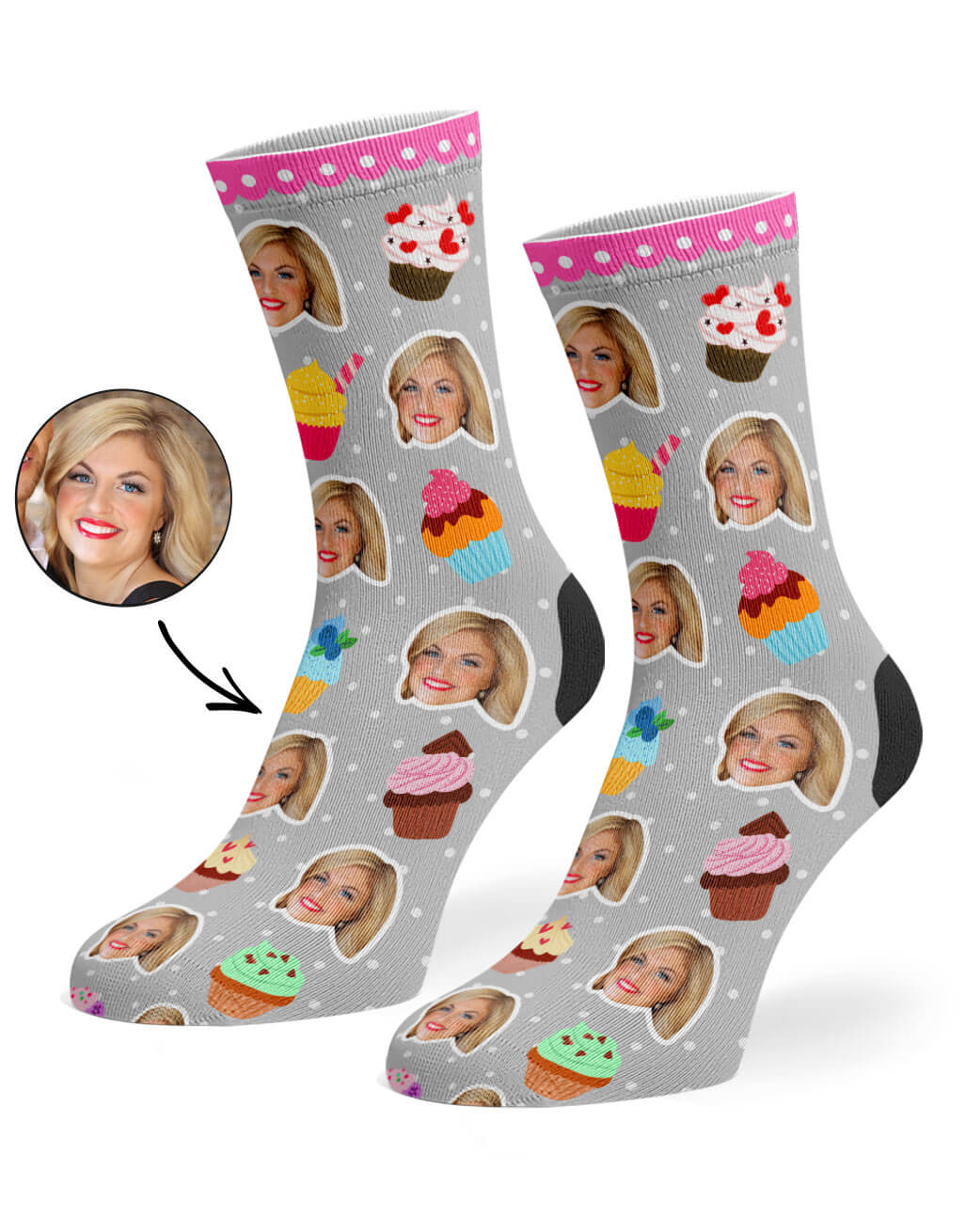 Cupcake Face Custom Socks