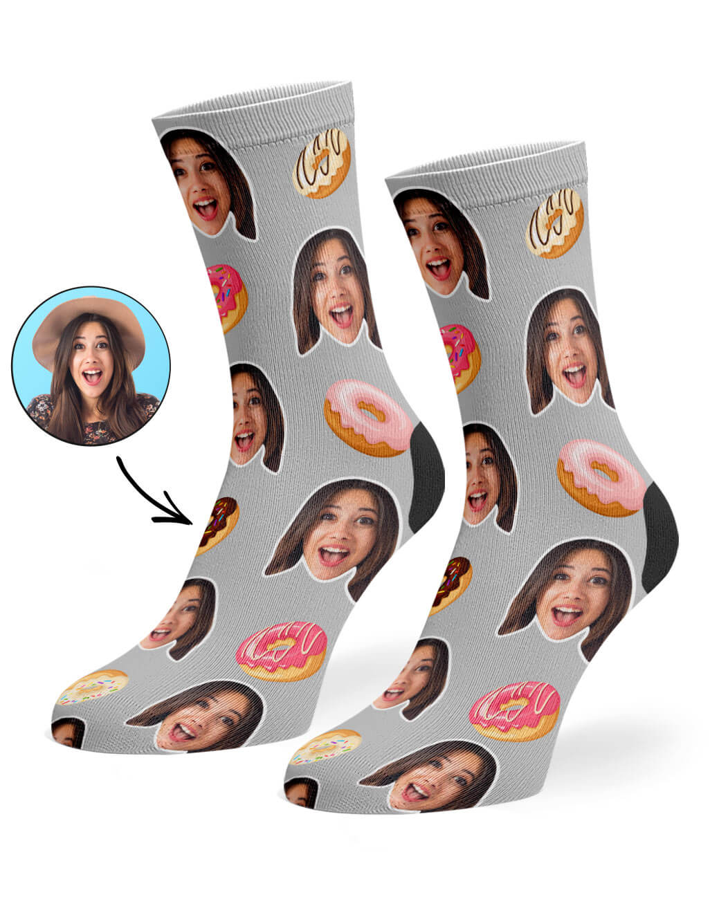 Donut Face Custom Socks