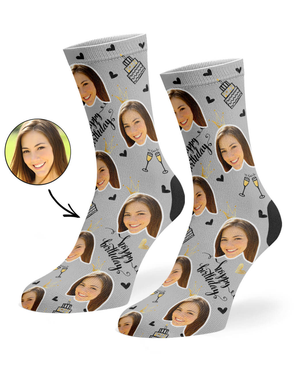 Happy Birthday Champagne Custom Socks