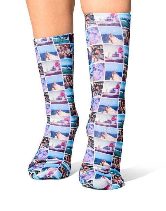 Grid Photo Collage Custom Socks