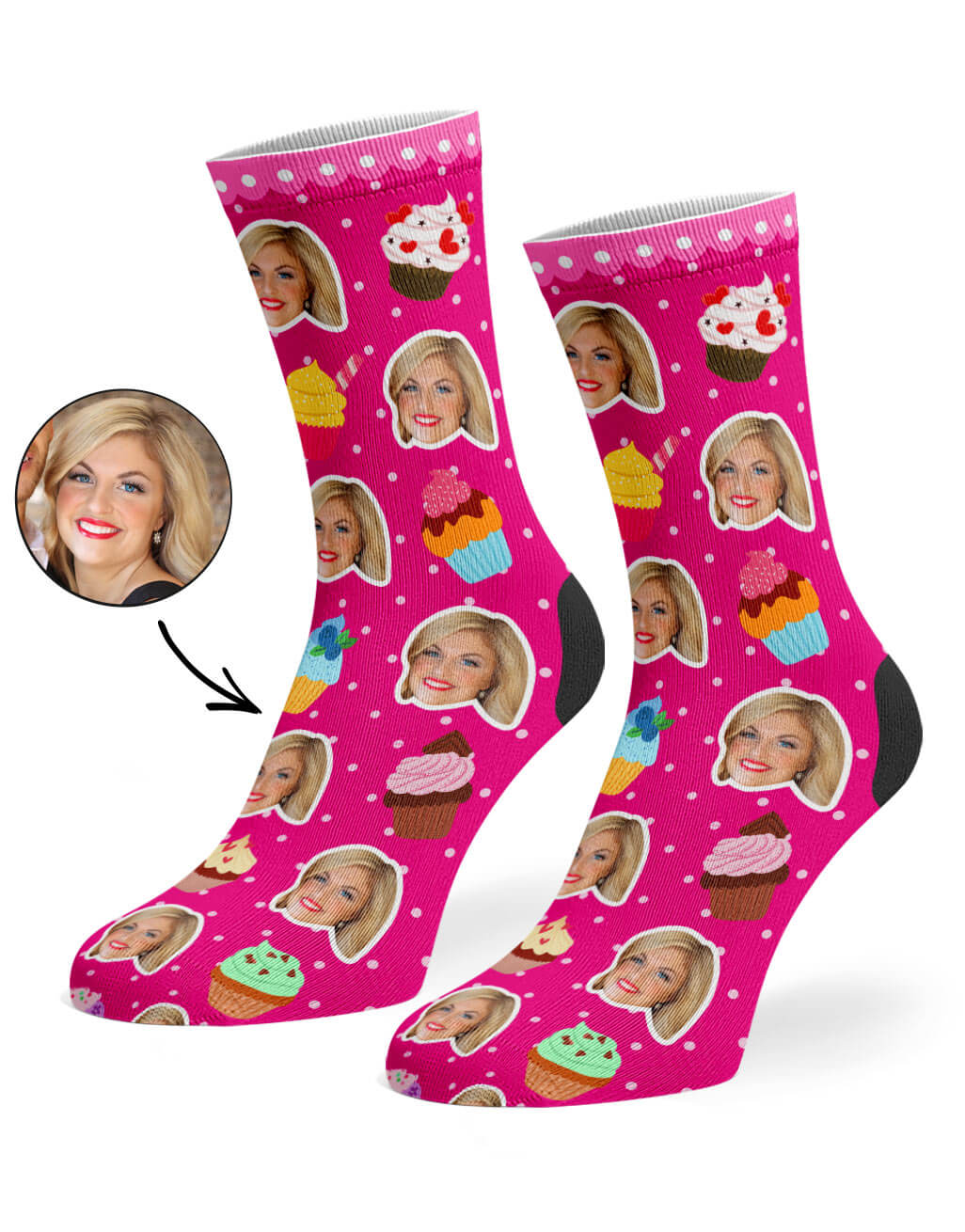 Cupcake Face Custom Socks