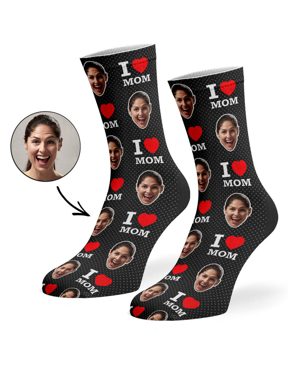 I Love Mom Custom Socks