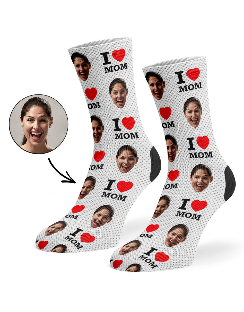 I Love Mom Custom Socks