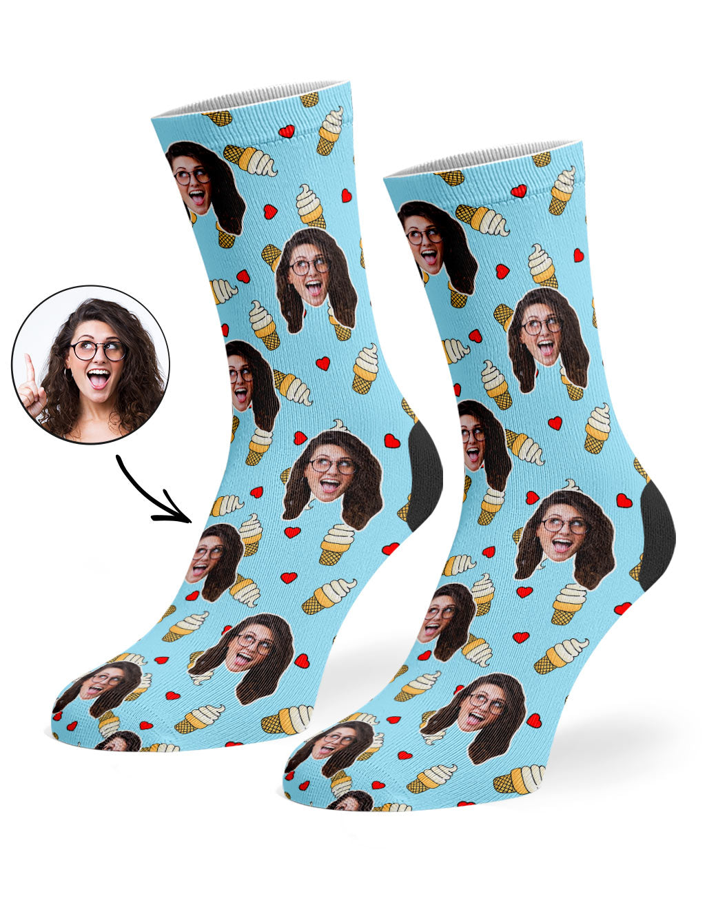 Love Ice Cream Custom Socks
