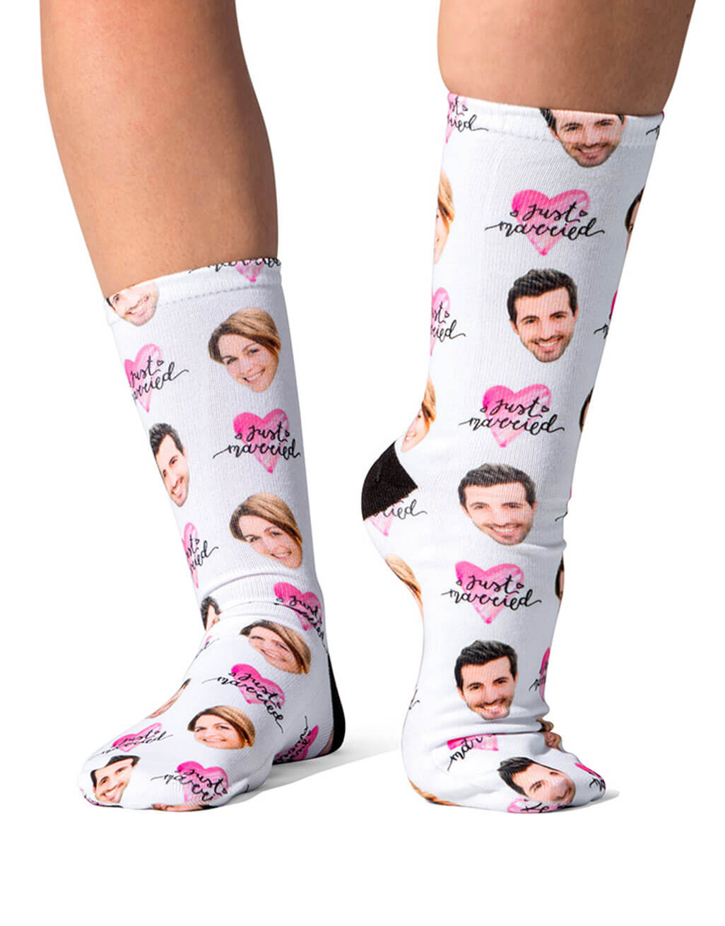 Just Married Cute Face Custom Socks