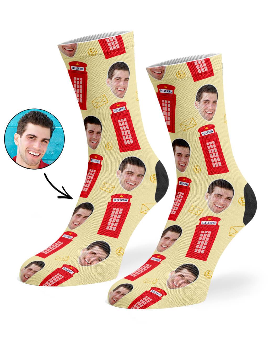 London Telephone Box Custom Socks